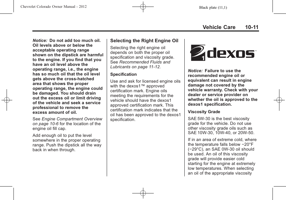 Vehicle care 10-11 | CHEVROLET 2012 Colorado User Manual | Page 261 / 408