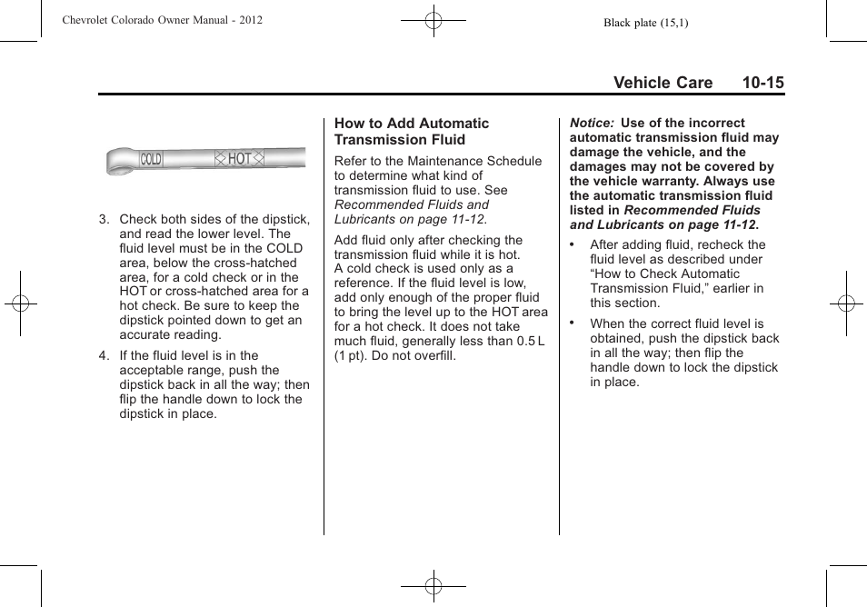Vehicle care 10-15 | CHEVROLET 2012 Colorado User Manual | Page 265 / 408