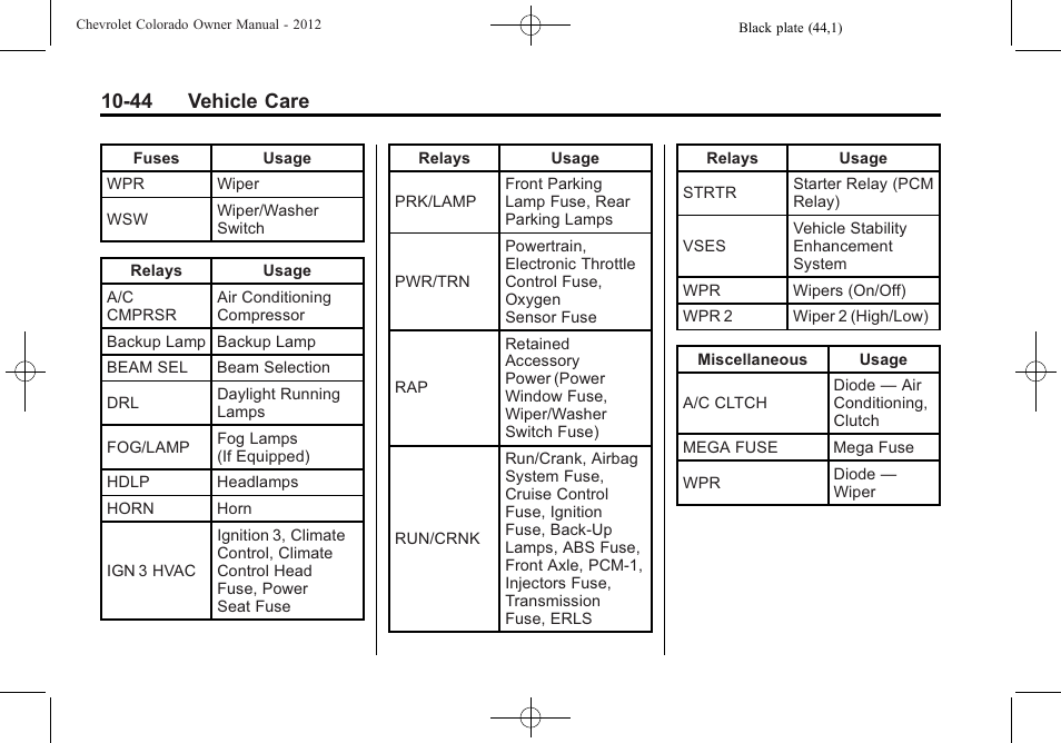 44 vehicle care | CHEVROLET 2012 Colorado User Manual | Page 294 / 408