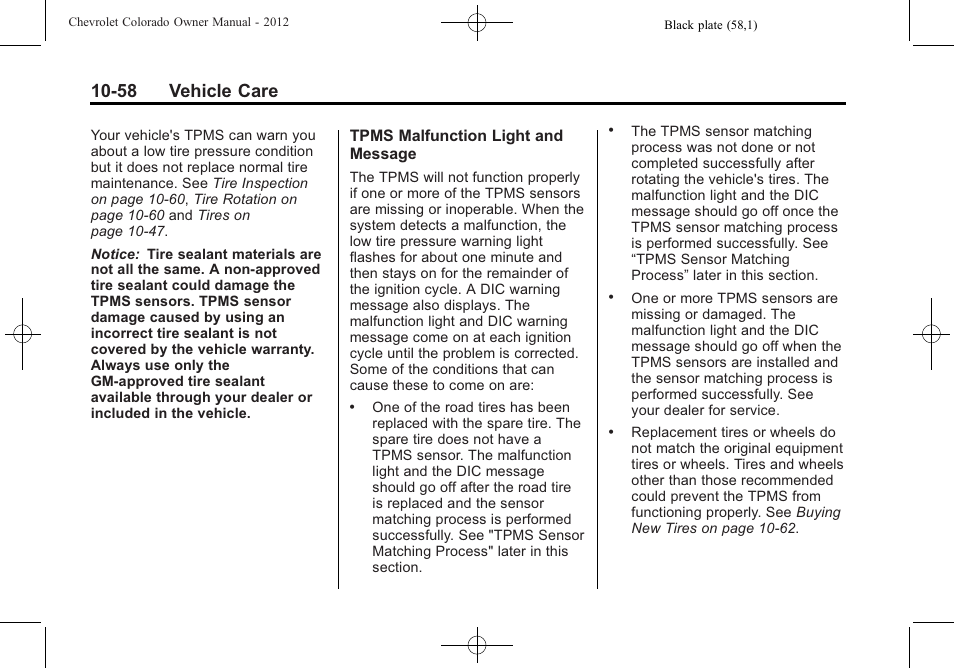 58 vehicle care | CHEVROLET 2012 Colorado User Manual | Page 308 / 408