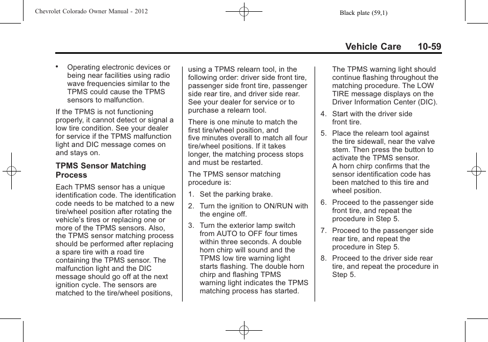 Vehicle care 10-59 | CHEVROLET 2012 Colorado User Manual | Page 309 / 408