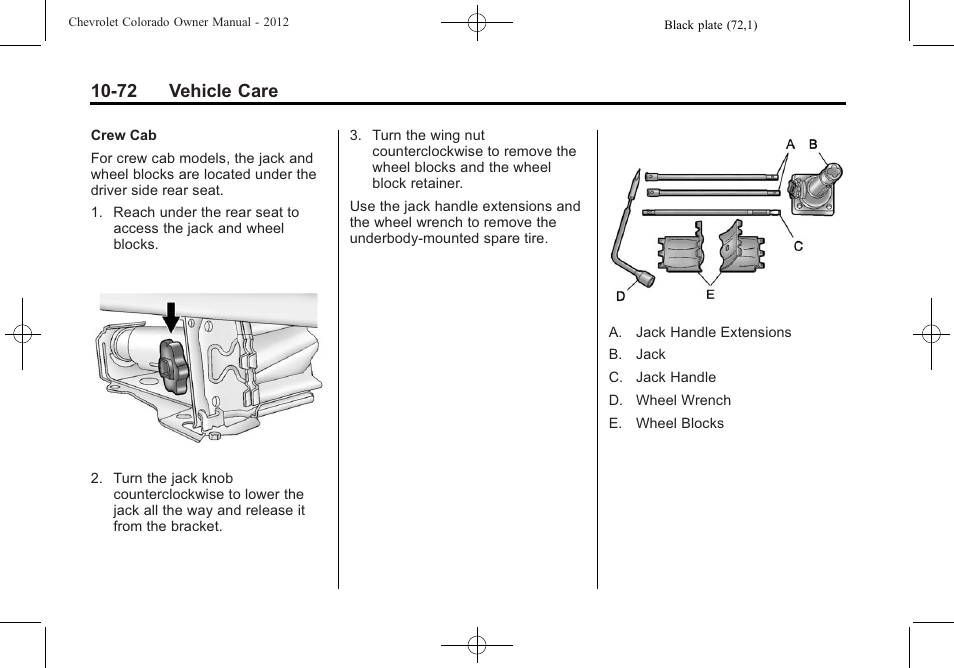 72 vehicle care | CHEVROLET 2012 Colorado User Manual | Page 322 / 408