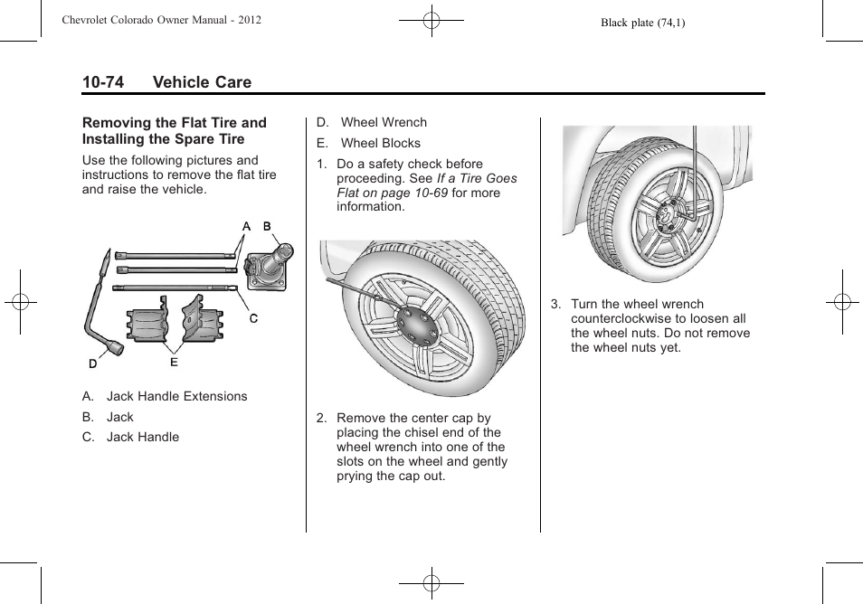 74 vehicle care | CHEVROLET 2012 Colorado User Manual | Page 324 / 408
