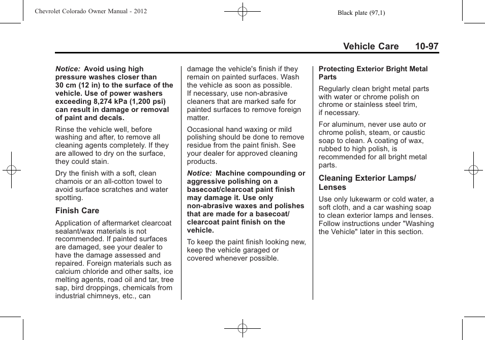Vehicle care 10-97 | CHEVROLET 2012 Colorado User Manual | Page 347 / 408