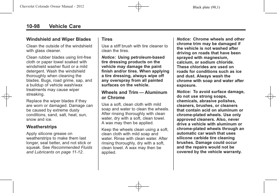 98 vehicle care | CHEVROLET 2012 Colorado User Manual | Page 348 / 408