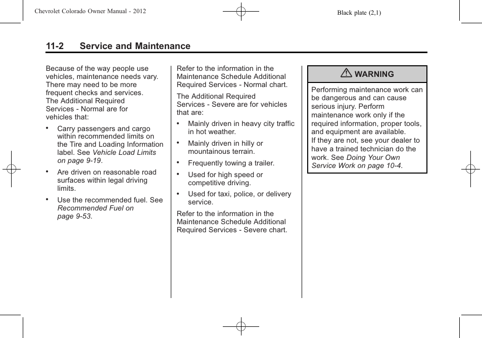 2 service and maintenance | CHEVROLET 2012 Colorado User Manual | Page 354 / 408