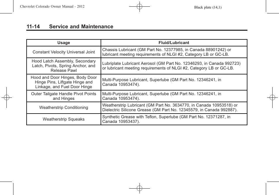 14 service and maintenance | CHEVROLET 2012 Colorado User Manual | Page 366 / 408