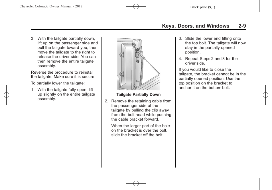 Keys, doors, and windows 2-9 | CHEVROLET 2012 Colorado User Manual | Page 37 / 408