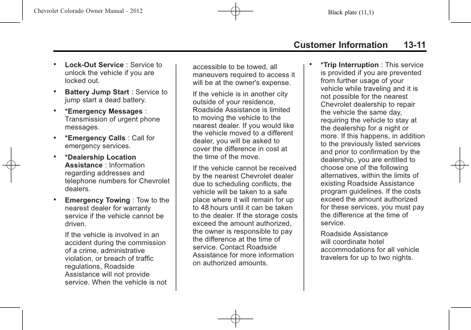 Customer information 13-11 | CHEVROLET 2012 Colorado User Manual | Page 385 / 408