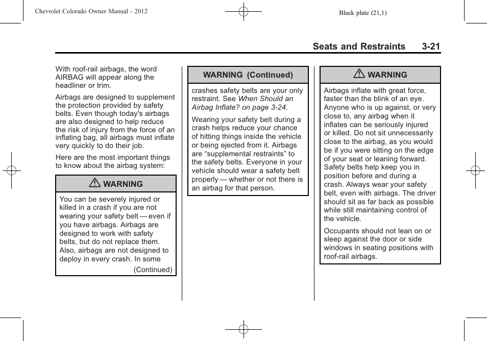 CHEVROLET 2012 Colorado User Manual | Page 69 / 408