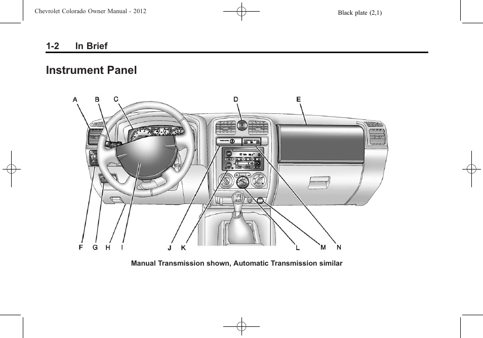 Instrument panel, Instrument panel -2 | CHEVROLET 2012 Colorado User Manual | Page 8 / 408