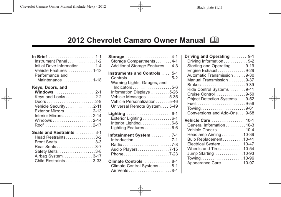 CHEVROLET 2012 Camaro User Manual | 444 pages
