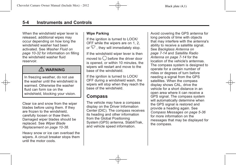 Compass | CHEVROLET 2012 Camaro User Manual | Page 112 / 444