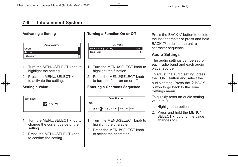 6 infotainment system | CHEVROLET 2012 Camaro User Manual | Page 174 / 444
