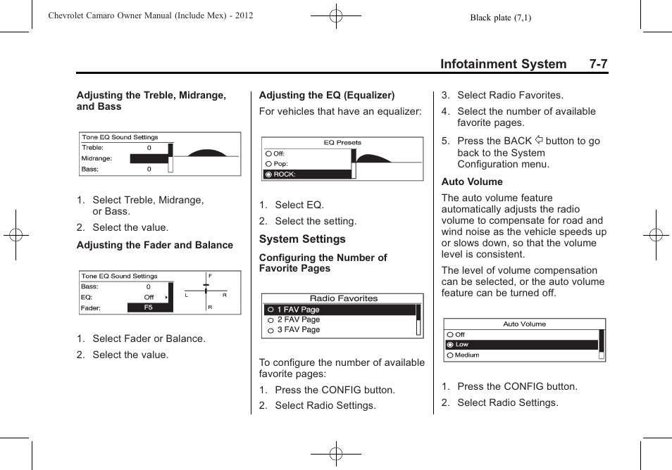 Infotainment system 7-7 | CHEVROLET 2012 Camaro User Manual | Page 175 / 444