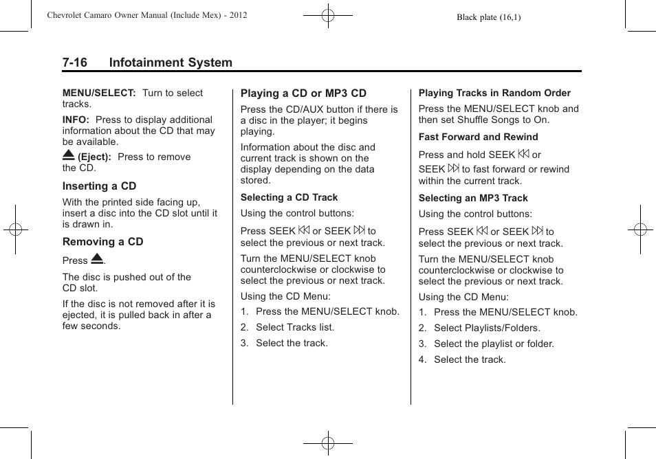 CHEVROLET 2012 Camaro User Manual | Page 184 / 444