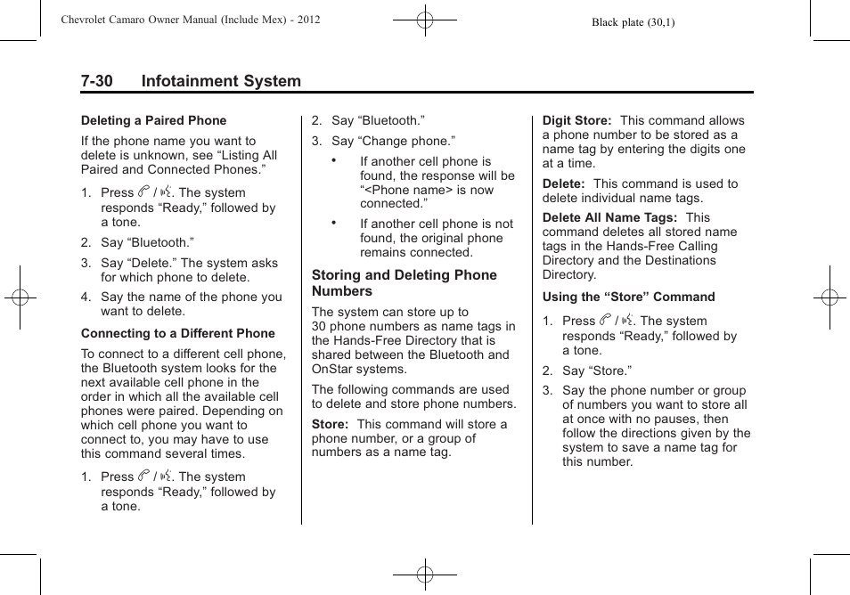 30 infotainment system | CHEVROLET 2012 Camaro User Manual | Page 198 / 444