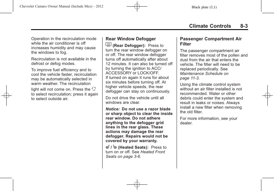 CHEVROLET 2012 Camaro User Manual | Page 205 / 444