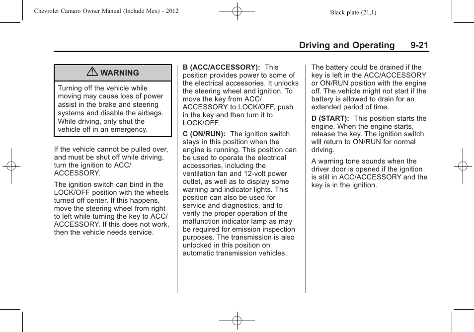 CHEVROLET 2012 Camaro User Manual | Page 227 / 444