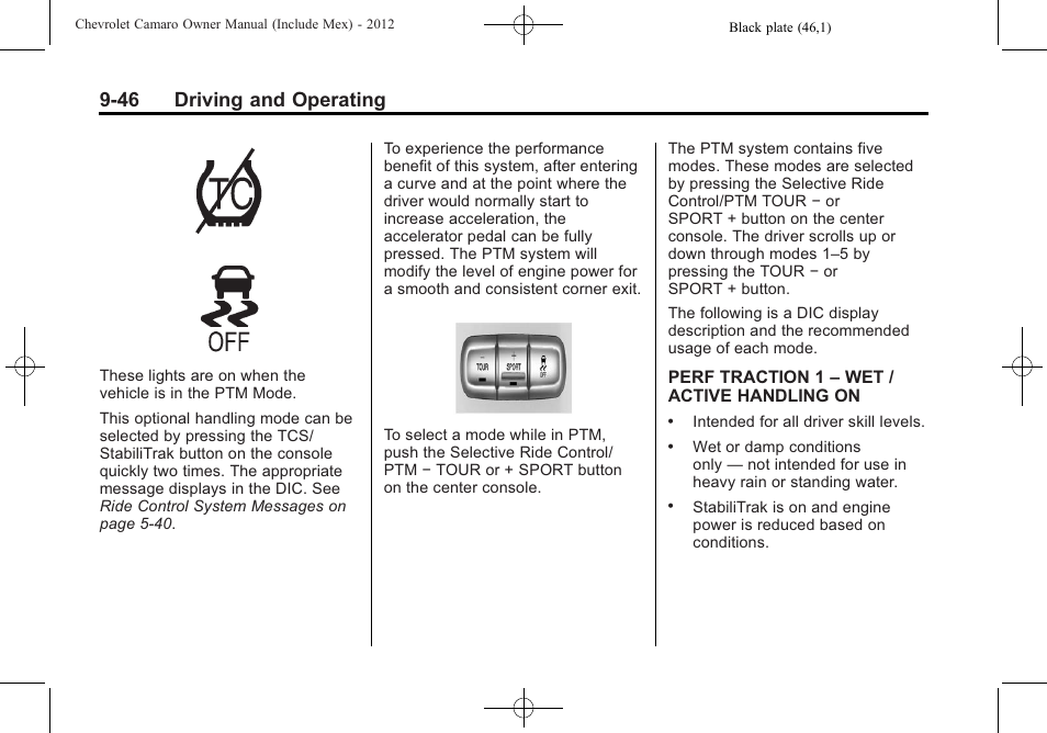 46 driving and operating | CHEVROLET 2012 Camaro User Manual | Page 252 / 444