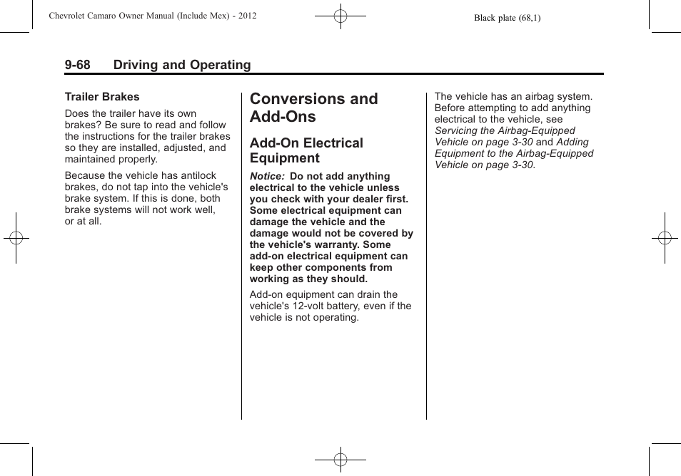 Conversions and add-ons, Add-on electrical equipment | CHEVROLET 2012 Camaro User Manual | Page 274 / 444