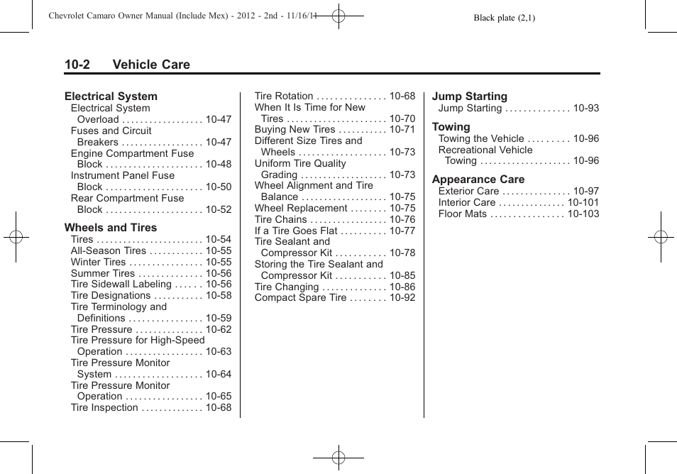 2 vehicle care | CHEVROLET 2012 Camaro User Manual | Page 276 / 444