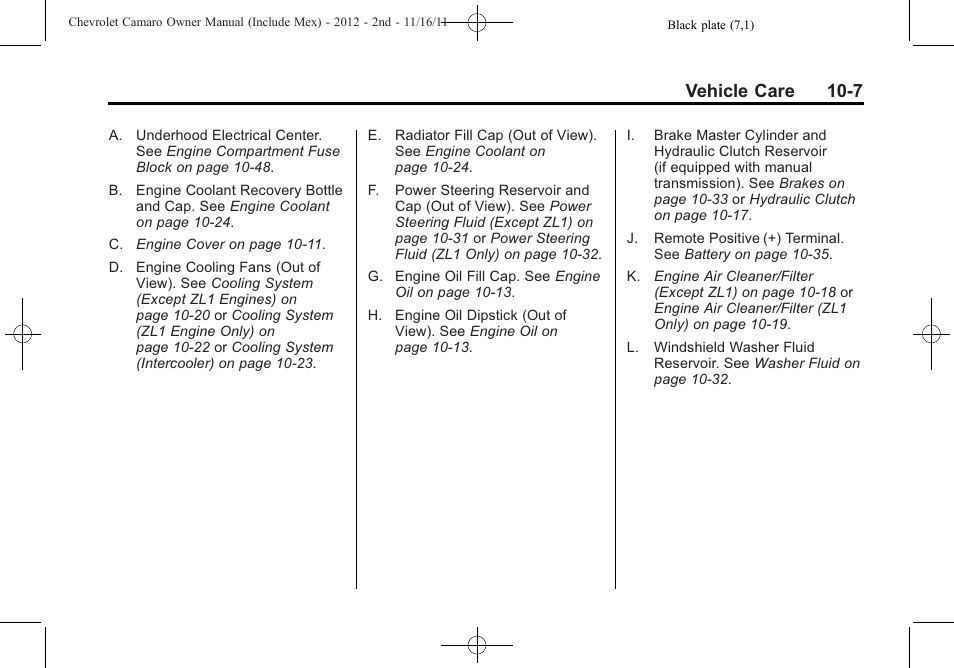 Vehicle care 10-7 | CHEVROLET 2012 Camaro User Manual | Page 281 / 444
