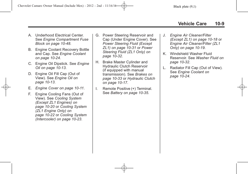 Vehicle care 10-9 | CHEVROLET 2012 Camaro User Manual | Page 283 / 444