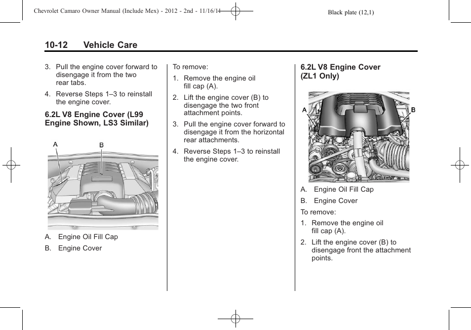 12 vehicle care | CHEVROLET 2012 Camaro User Manual | Page 286 / 444
