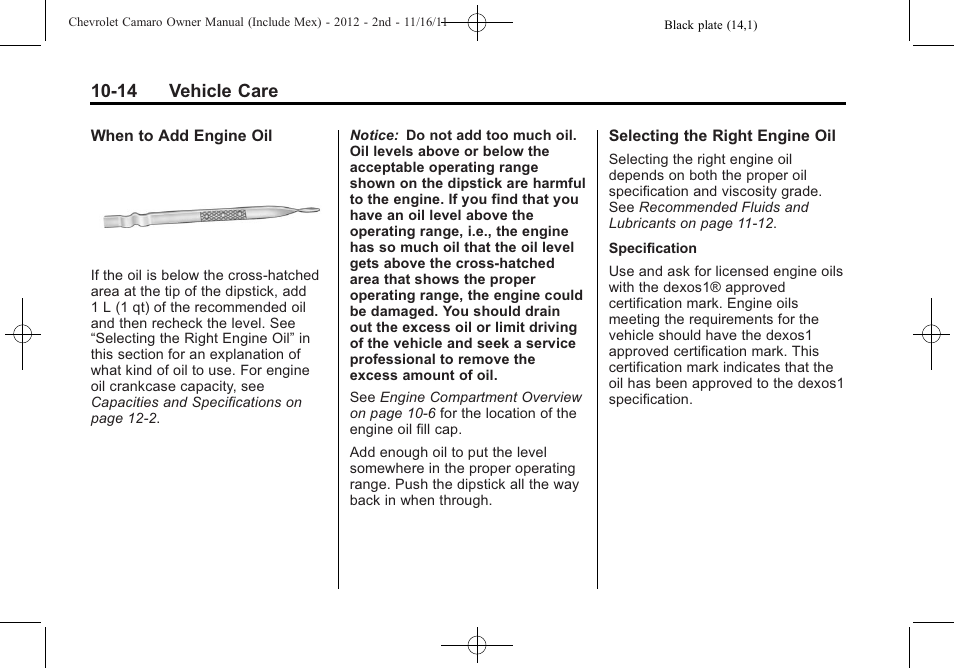 14 vehicle care | CHEVROLET 2012 Camaro User Manual | Page 288 / 444