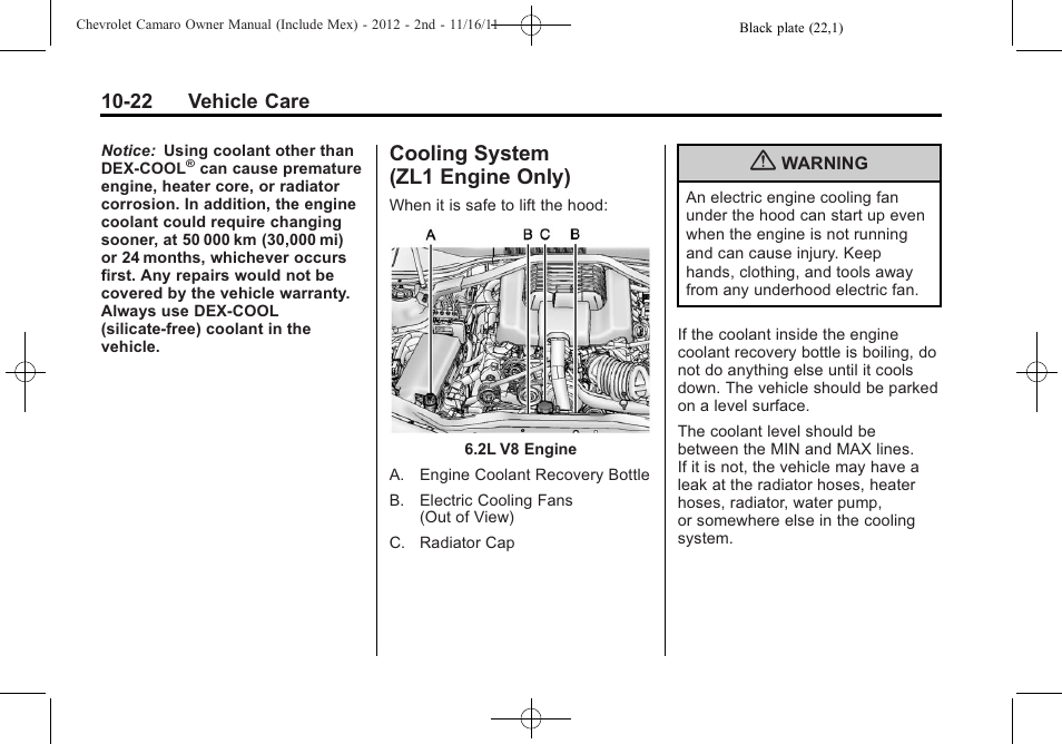 Cooling system (zl1 engine only) | CHEVROLET 2012 Camaro User Manual | Page 296 / 444