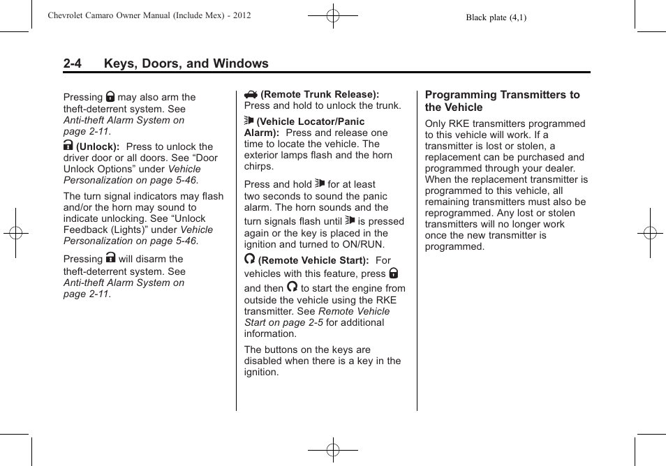 CHEVROLET 2012 Camaro User Manual | Page 30 / 444