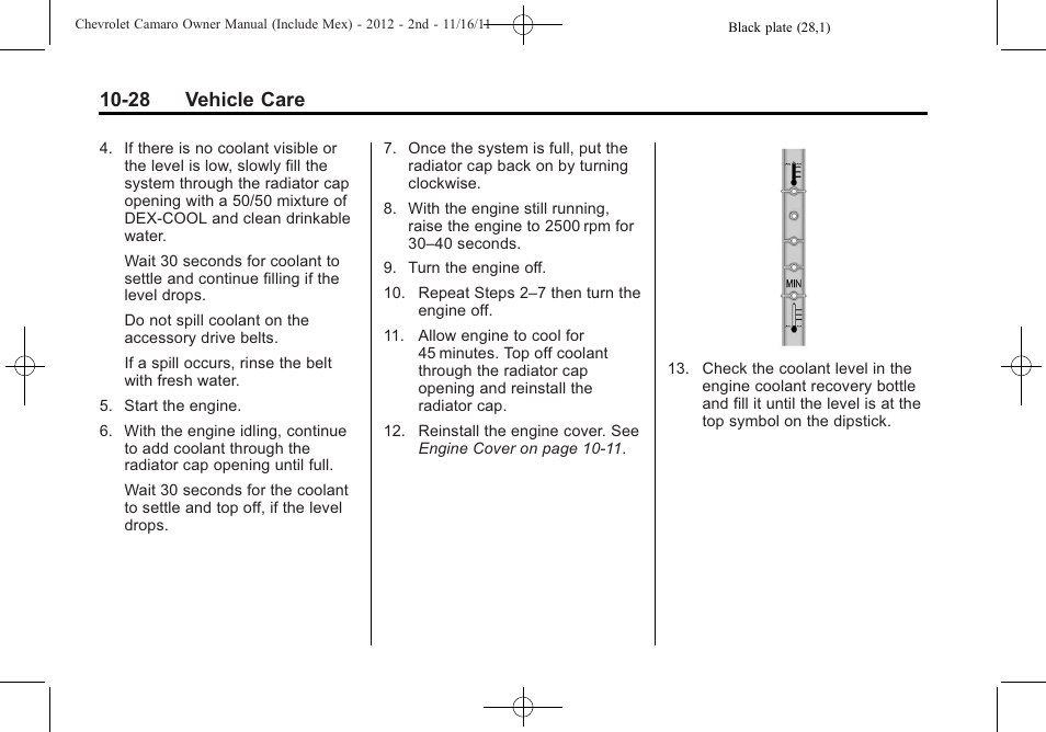 28 vehicle care | CHEVROLET 2012 Camaro User Manual | Page 302 / 444