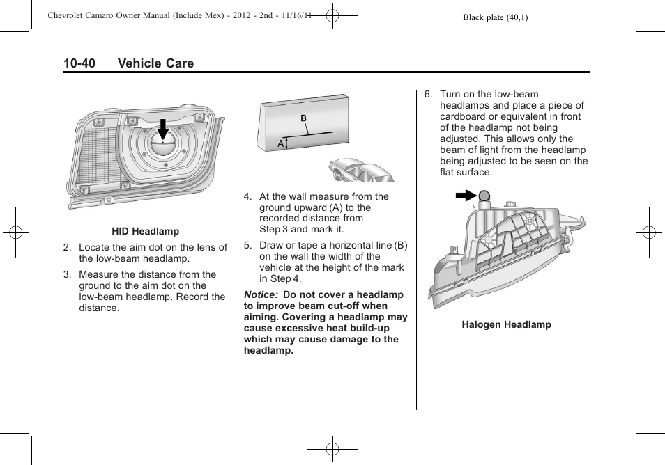 40 vehicle care | CHEVROLET 2012 Camaro User Manual | Page 314 / 444