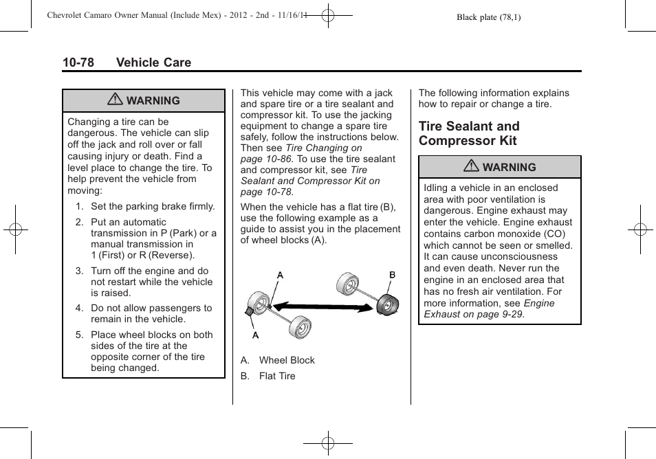 Tire sealant and compressor kit | CHEVROLET 2012 Camaro User Manual | Page 352 / 444