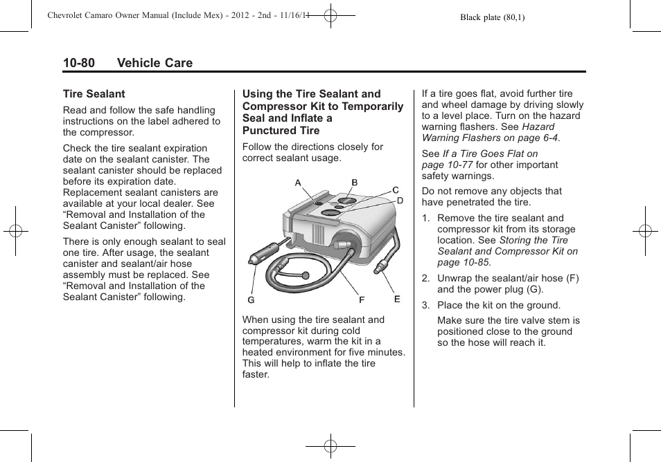 80 vehicle care | CHEVROLET 2012 Camaro User Manual | Page 354 / 444