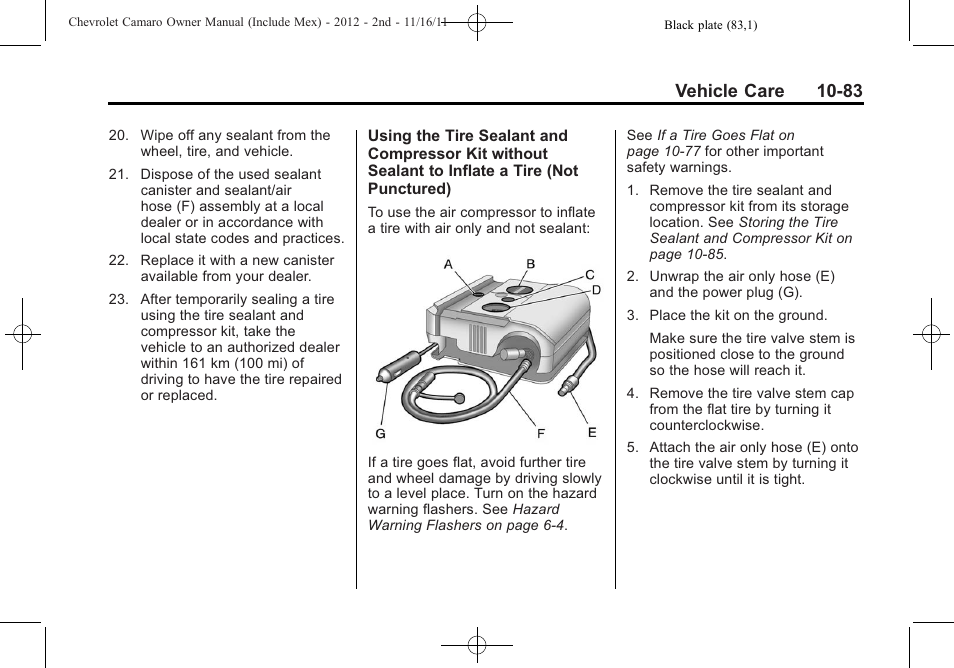 Vehicle care 10-83 | CHEVROLET 2012 Camaro User Manual | Page 357 / 444