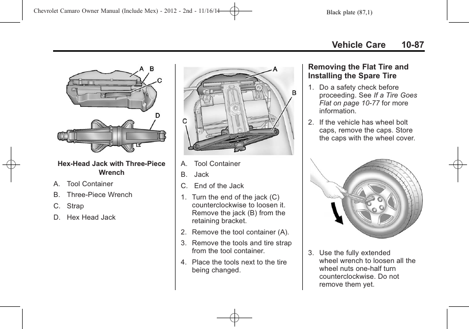 Vehicle care 10-87 | CHEVROLET 2012 Camaro User Manual | Page 361 / 444