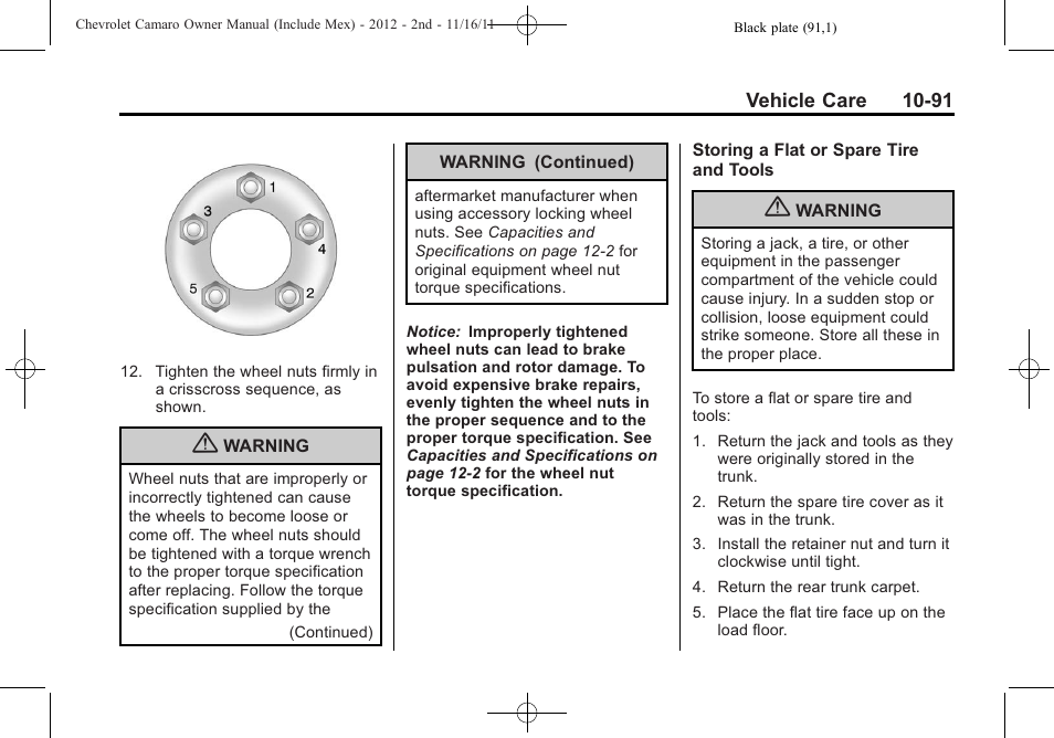 CHEVROLET 2012 Camaro User Manual | Page 365 / 444