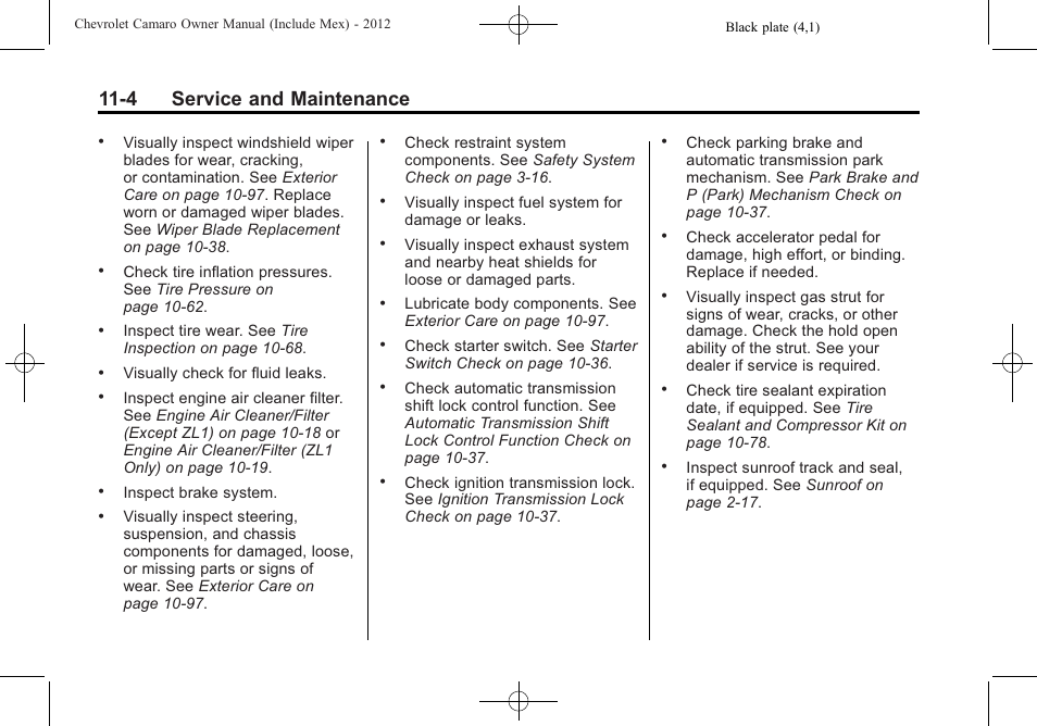 4 service and maintenance | CHEVROLET 2012 Camaro User Manual | Page 382 / 444