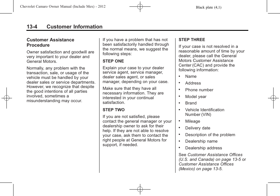 4 customer information | CHEVROLET 2012 Camaro User Manual | Page 406 / 444
