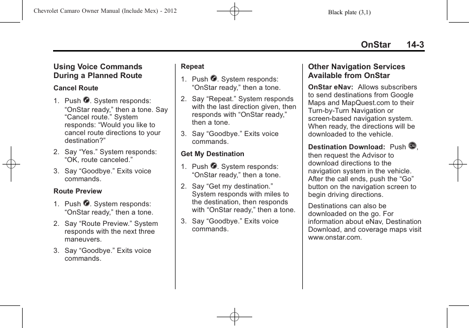 CHEVROLET 2012 Camaro User Manual | Page 427 / 444