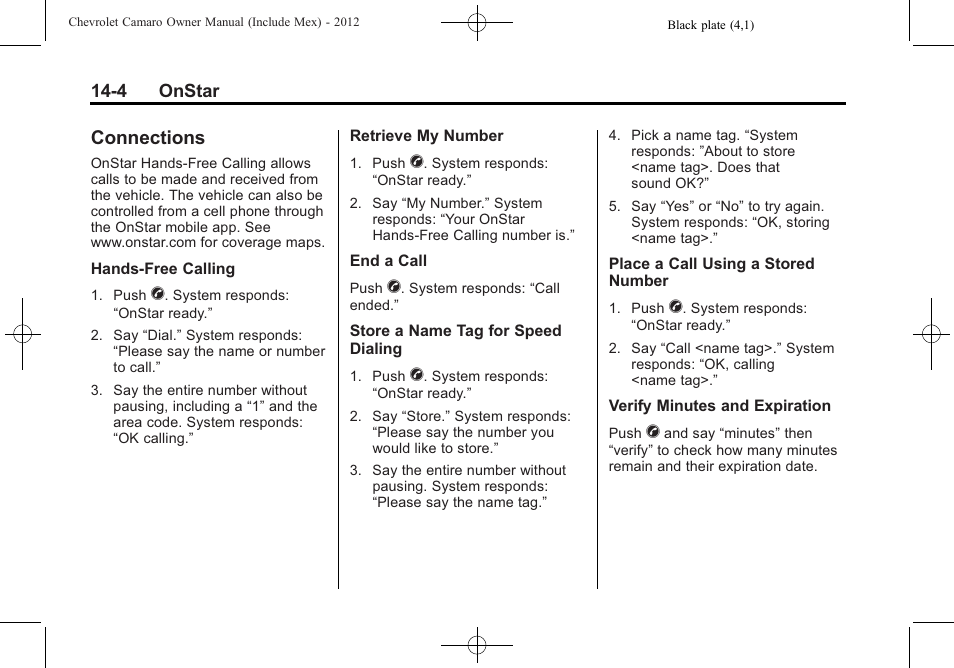 Connections | CHEVROLET 2012 Camaro User Manual | Page 428 / 444