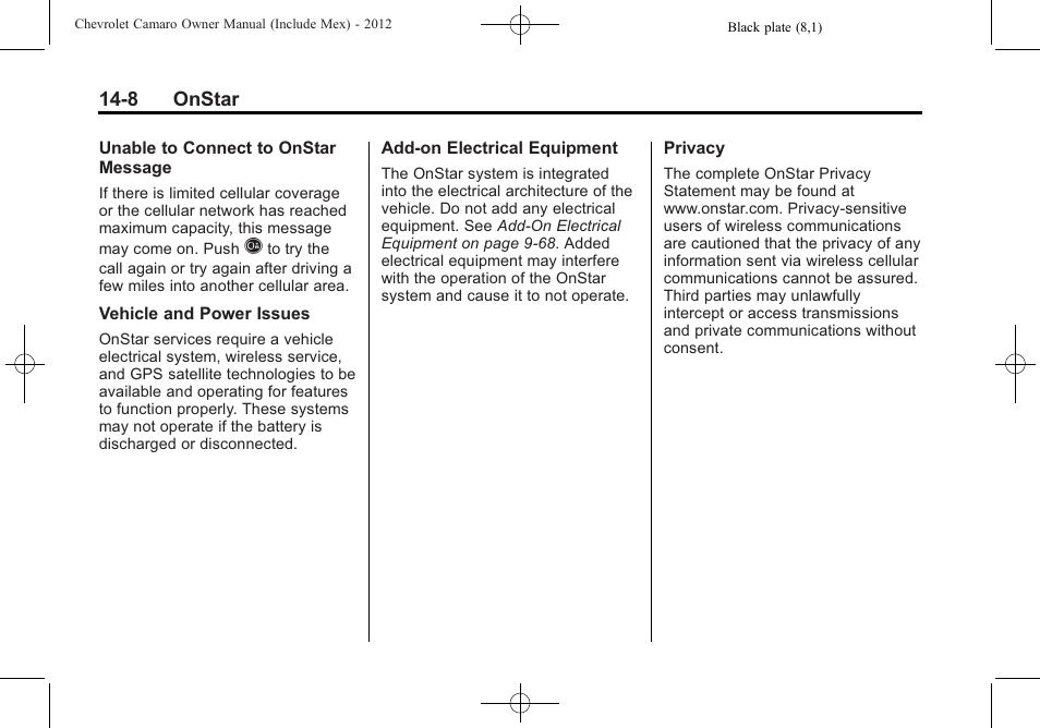 CHEVROLET 2012 Camaro User Manual | Page 432 / 444