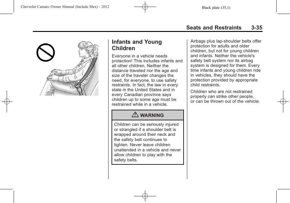 Infants and young children | CHEVROLET 2012 Camaro User Manual | Page 85 / 444