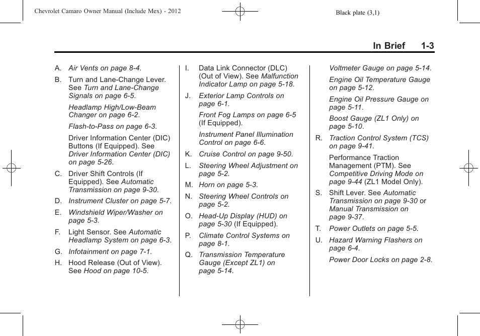 CHEVROLET 2012 Camaro User Manual | Page 9 / 444