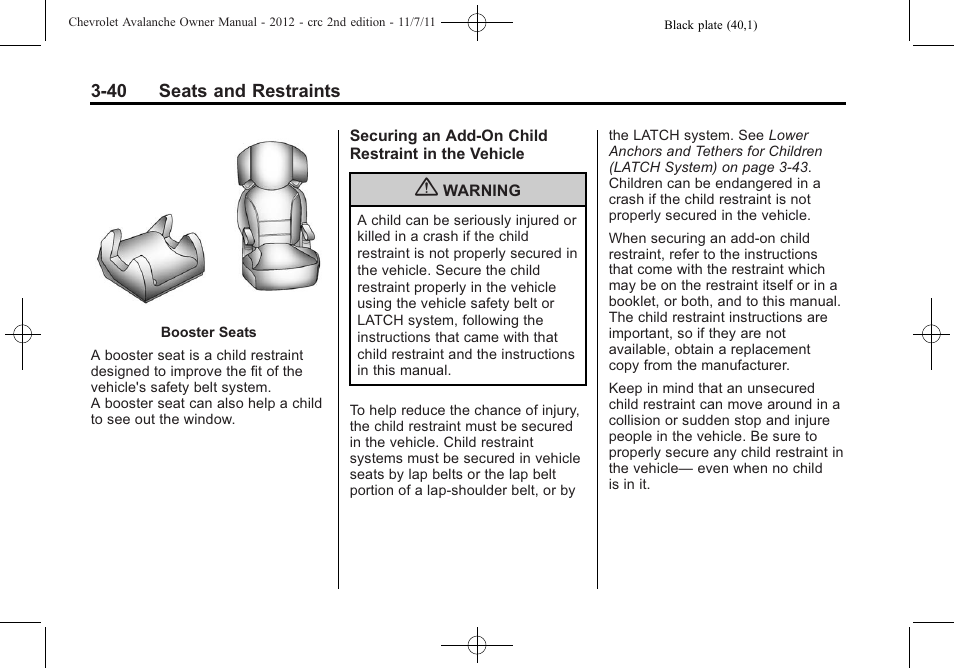 CHEVROLET 2012 Avalanche User Manual | Page 100 / 488