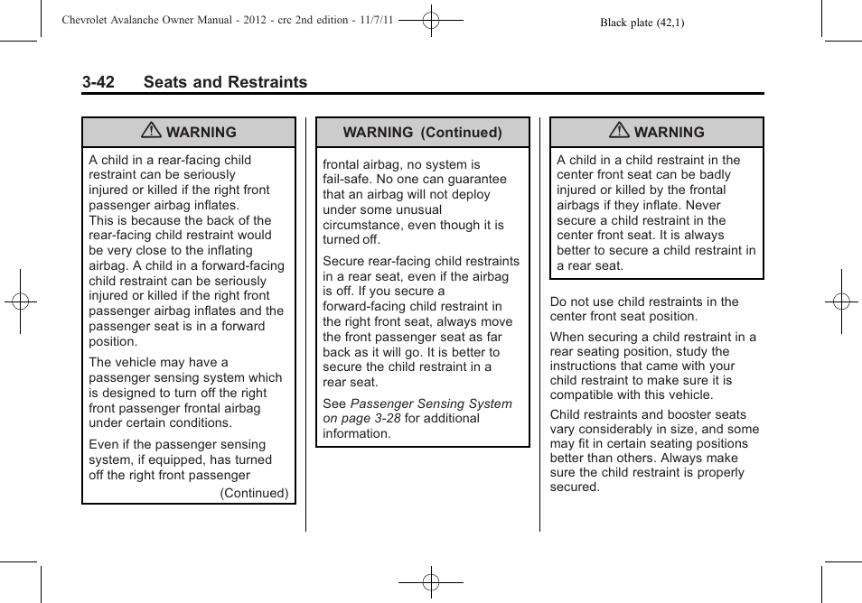 CHEVROLET 2012 Avalanche User Manual | Page 102 / 488