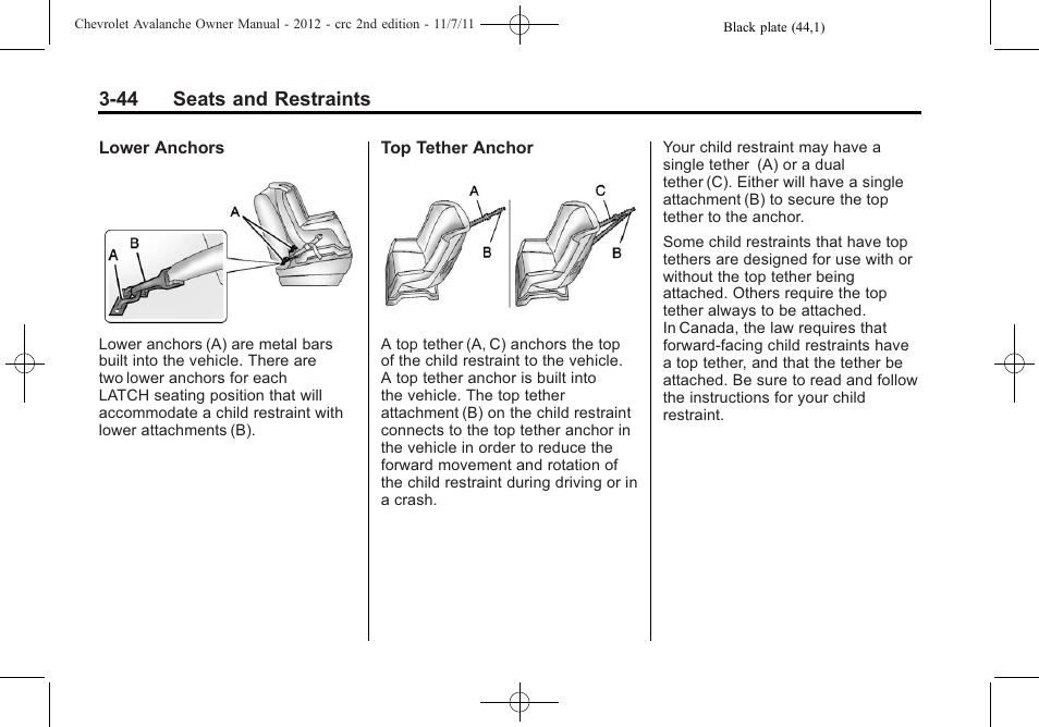 CHEVROLET 2012 Avalanche User Manual | Page 104 / 488