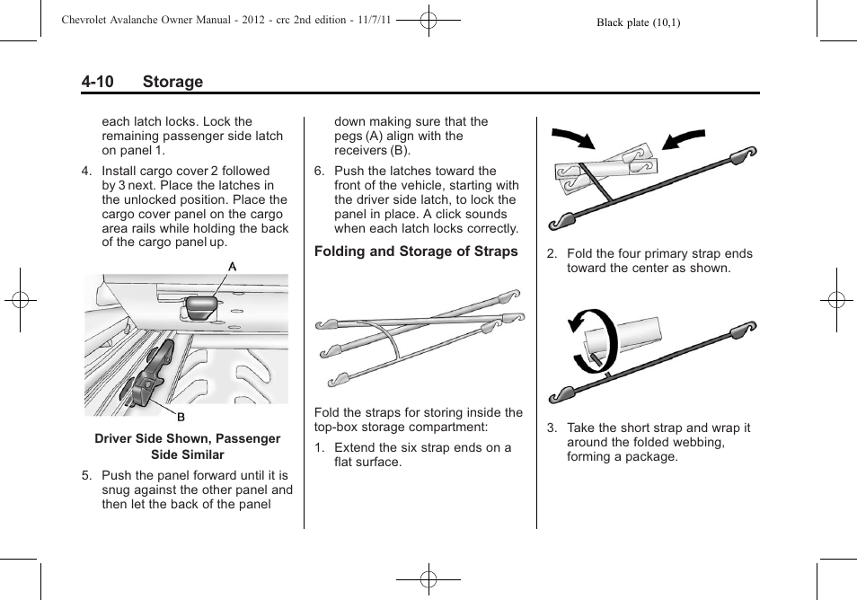 10 storage | CHEVROLET 2012 Avalanche User Manual | Page 124 / 488